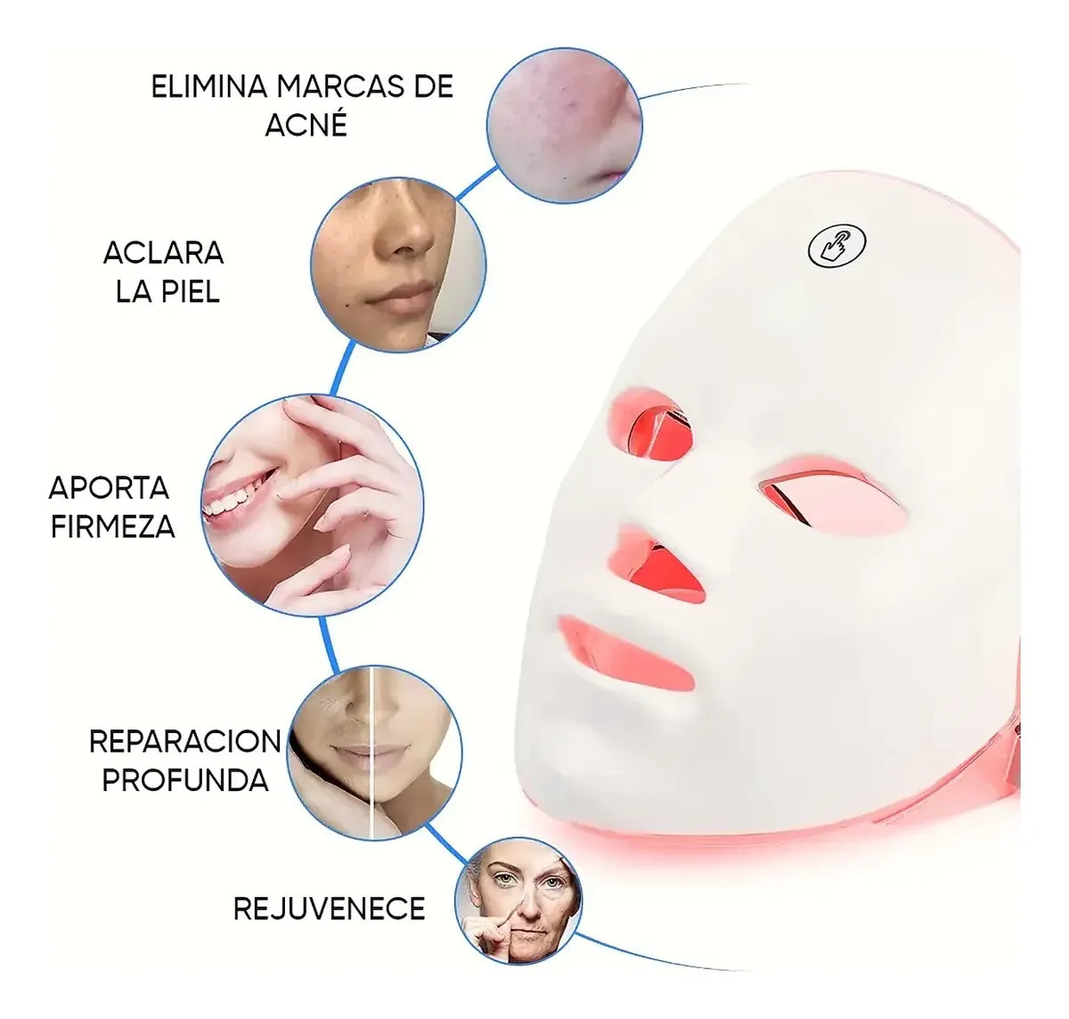 Mascara facial luz led